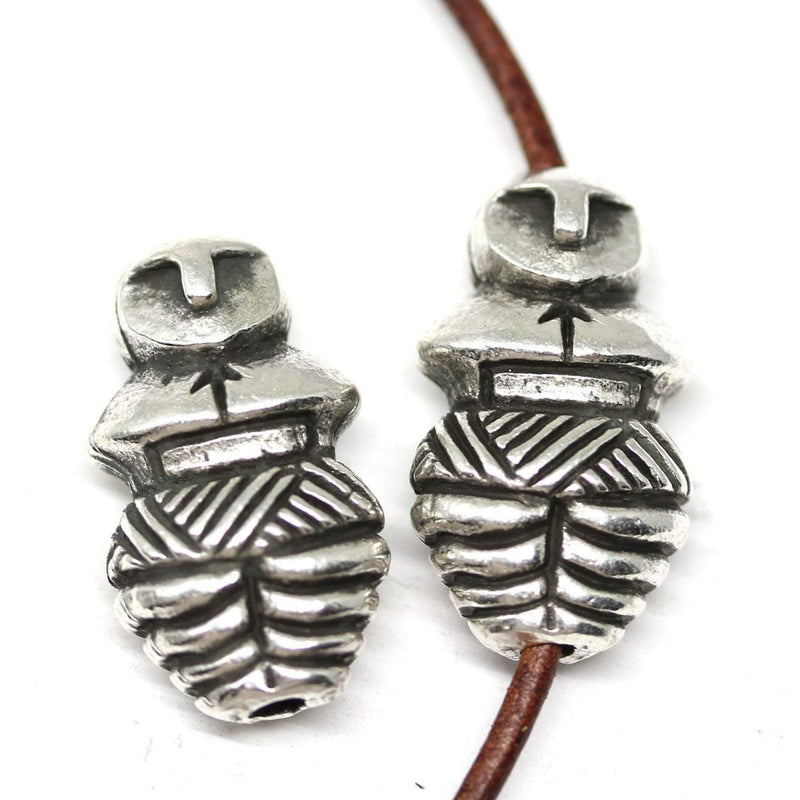 2pc Antique silver Primitive goddess beads, Neolithic Idol