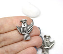 2pc Antique silver Primitive neolithic Idol beads