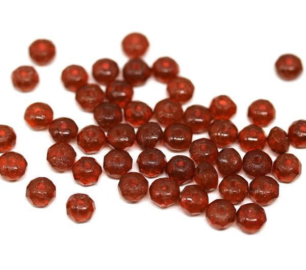 3x5mm Carnelian red Czech glass rondelle beads - 50pc
