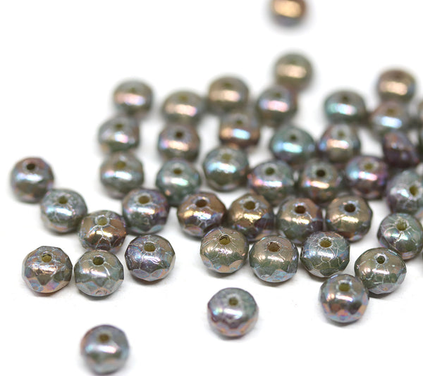 3x5mm Gray czech glass rondel beads - 50Pc