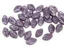 12x7mm Purple violet leaf beads, czech glass pressed leaves - 50pc