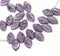 12x7mm Purple violet leaf beads, czech glass pressed leaves - 50pc