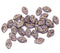 12x7mm Purple violet leaf beads with golden inlays, czech glass - 50pc