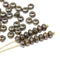 3x5mm Brown czech glass beads, Picasso luster finish rondels - 50Pc