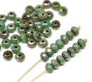 3x5mm Turquoise green czech glass beads spacers - 50Pc