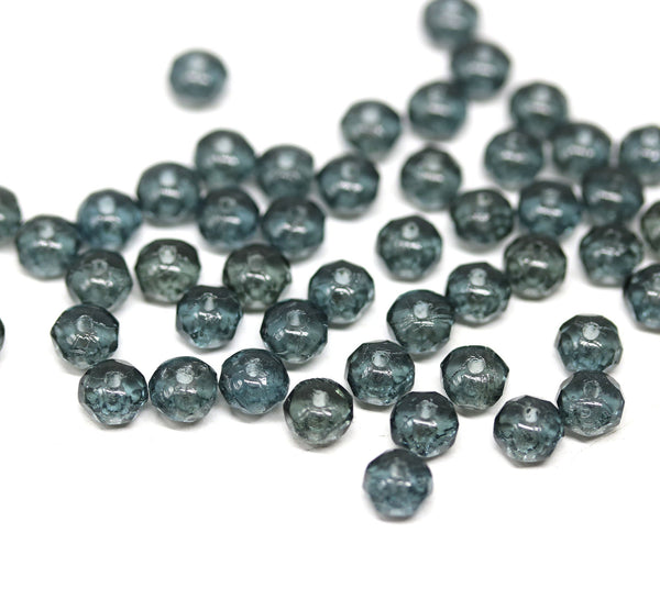 3x5mm Dark blue gray rondelle beads, czech glass - 50pc
