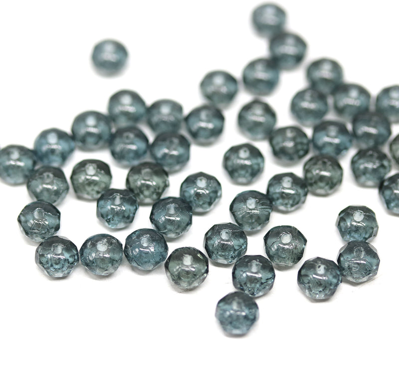 3x5mm Dark blue gray rondelle beads, czech glass - 50pc
