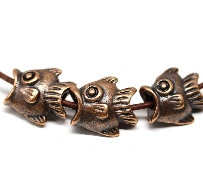 3pc Large Open mouth copper fish beads