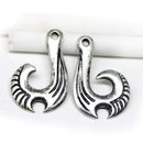 2pc Antique silver Primitive hook charms