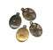 4pc Antique brass cannabis oval charms