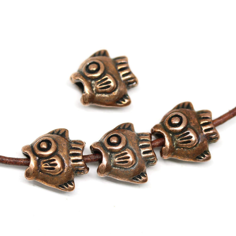 4pc Antique copper Open mouth fish beads