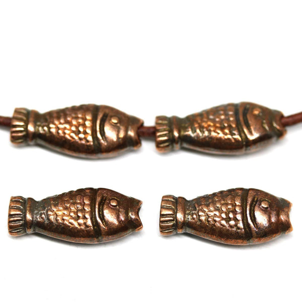 4pc Antique copper long fish beads