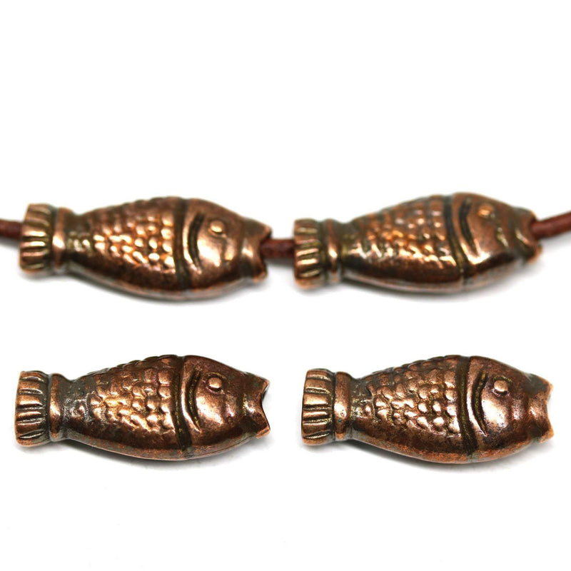 4pc Antique copper long fish beads