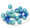 8mm Blue green round druk Czech glass pressed beads 30Pc