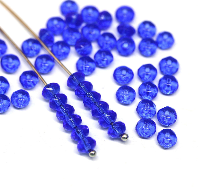 3x5mm Dark blue rondelle beads, czech glass - 50pc