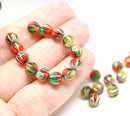 6mm Mixed color round melon czech glass beads - 30Pc
