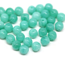 6mm Seafoam green czech glass round druk pressed beads spacers 30Pc