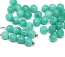 6mm Seafoam green czech glass round druk pressed beads spacers 30Pc