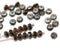 3x5mm Brown topaz czech glass beads, Silver wash rondels - 50Pc
