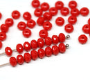 3x5mm Opaque red Czech glass rondelle beads - 50pc