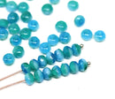 3x5mm Mixed blue green czech glass beads, Sea ocean color - 50Pc