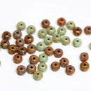 3x5mm Sage green brown Czech glass beads mix - 50Pc