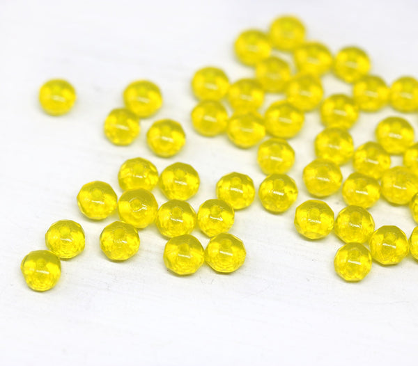 3x5mm Transparent yellow czech glass beads spacers - 50pc