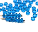 3x5mm Capri blue rondelle beads, czech glass - 50pc