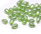 40pc Grass green teardrop czech glass beads Silver wash - 6x9mm