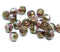 6mm Green purple cathedral czech glass beads, Golden ends fire polished 20Pc