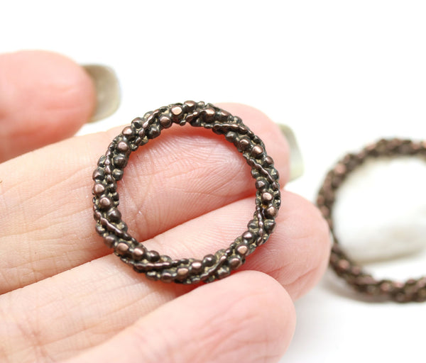 20mm ornament antique copper ring 2Pc