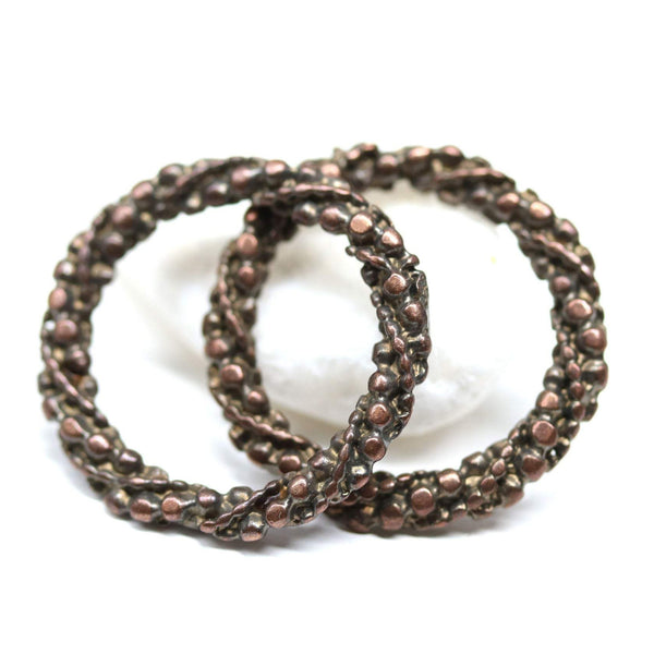 20mm ornament antique copper ring 2Pc
