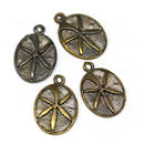 4pc Antique brass cannabis oval charms