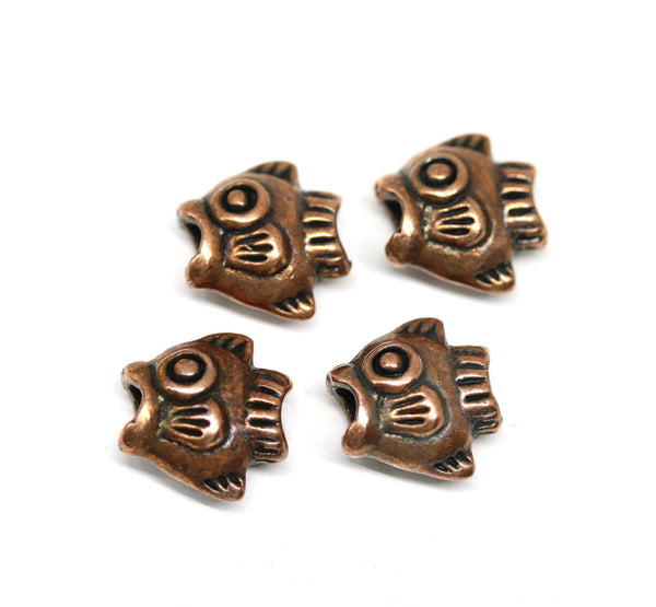 4pc Antique copper Open mouth fish beads