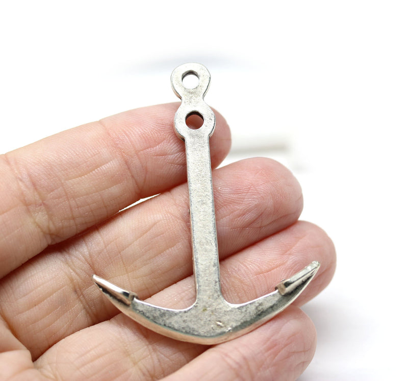 Extra large antique silver Anchor pendant bead