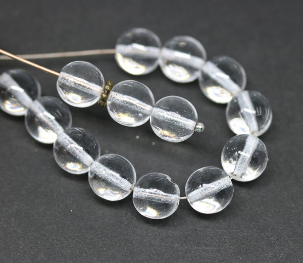 8mm Crystal clear round czech glass druk pressed beads 30Pc
