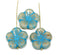 22mm Large blue flower beads, Mixed beige czech glass big flower beads 3pc