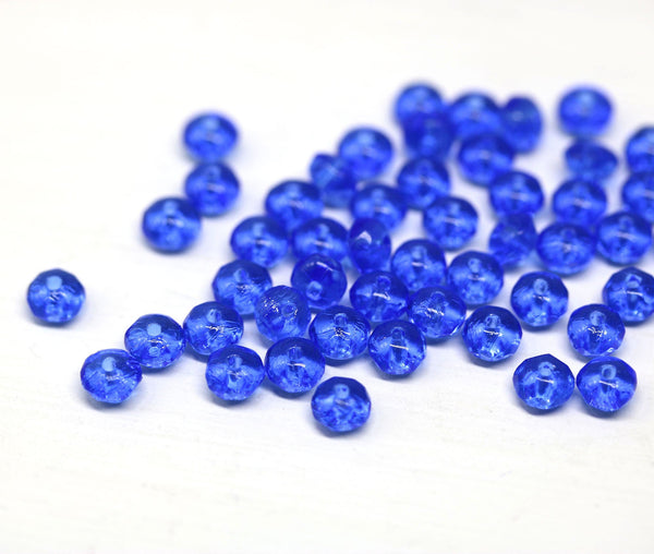 3x5mm Dark blue rondelle beads, czech glass - 50pc