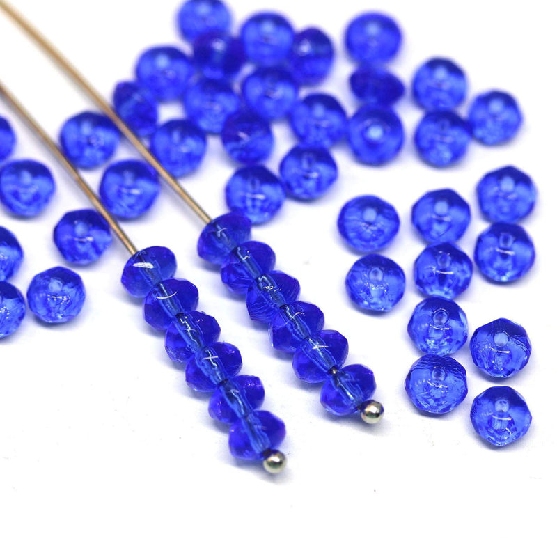 3x5mm Dark blue rondelle beads, czech glass - 50pc