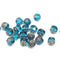 6mm Indicolite blue cathedral beads, czech glass fire polished round beads, golden ends 20Pc