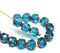 6mm Indicolite blue cathedral beads, czech glass fire polished round beads, golden ends 20Pc