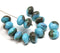 7x11mm Blue brown puffy rondelle Czech glass beads - 15Pc
