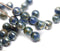 6mm Picasso dark blue czech glass round beads, 50Pc