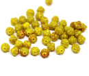 6mm Mixed yellow bicone czech glass beads, yellow red fancy bicones - 70pc