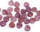 30pc Purple czech glass shell beads, center drilled - 9mm