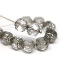 8mm Gray cathedral czech glass beads, fire polished faceted ball beads 10Pc