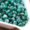 6mm Teal Green Czech Glass beads, Picasso finish fire polished round cut beads - 30Pc