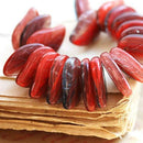 14x9mm Red leaf beads Czech glass top drilled leaf beads - 12Pc