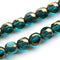 6mm Dark teal Czech glass beads with luster, round cut, fire polished - 30pc