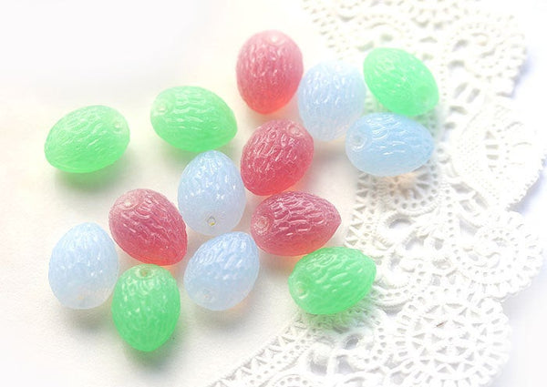 12x09mm Czech Glass beads mix - Fruits, almond nut shape beads 12Pc